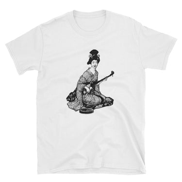 Japanese Beautiful Geisha Playing Shamisen Music Shirt - The Japan Shop